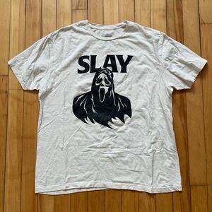 Ghostface Scream Slay Graphic T-Shirt Mens Large White Short Sleeve Horror Movie